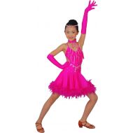 Colorfulworldstore Girls performance salsa tango Ballroom Latin Dance Dress 4sets-Feather styles