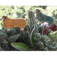 ColorofceramicJuliaD Ceramic Sheep planter stake-Garden decor-Planter art-Planter stake- Herb signs-Garden-Bookmark-Summer-Mums day-Honey-Office-Home