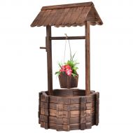 ColorsShop Outdoor Wooden Wishing Well Bucket Flower Plants Planter Patio Garden Home Decor