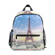 ColourLife Kid Book bag Snowy Paris Eiffel Tower Backpack School Bag for Girl Boy