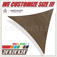 ColourTree 24 x 24 x 24 Brown Sun Shade Sail Triangle Canopy, UV Resistant Heavy Duty Commercial Grade, We Make Custom Size