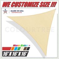 ColourTree 16 x 16 x 16 Beige Sun Shade Sail Triangle Canopy, UV Resistant Heavy Duty Commercial Grade, We Make Custom Size