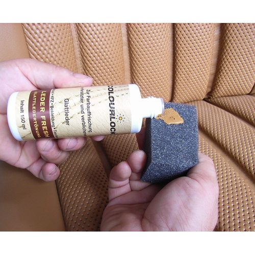  Colourlock Leather Fresh Dye 30 ml & Fluid Leather Filler to Repair Scuffs, Colour damages, Light Scratches on Side Compatible with Mercedes Seidenbeige/Silk Beige