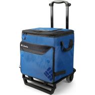 Columbia Crater Peak Wheeled Cooler - 50 Can Rolling Cooler - Blue Collapsible Cooler with Super Foam Insulation and Foldable All-Terrain Cart with Wheels