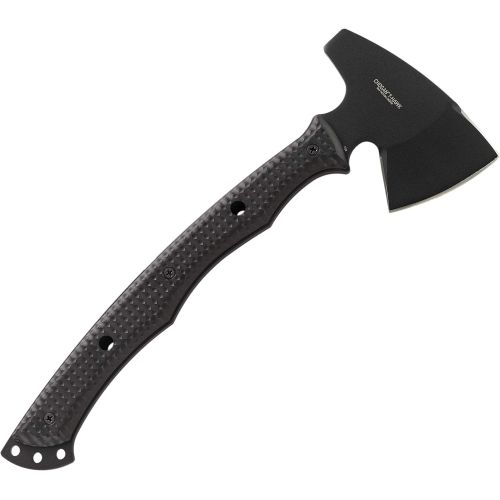 컬럼비아 Columbia River Knife & Tool CRKT Kangee Tomahawk with Sheath: Tactical T-Hawk with Spike, Black Powder Coated High Carbon Blade, Checkered Handle Scales, Molle Compatible Sheath 2725