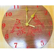 ColumbusWoodProducts St. Louis Cardinals Wooden engraved clock 12 Baseball Clock, engraved wall art, custom engraved wood