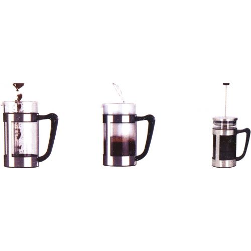 com-four Kaffeebereiter mit Edelstahl-Halter und Filter, Kaffee-Presse aus Edelstahl und Glas, 1 Liter (01 Stueck - Kaffeebereiter 1 Liter)