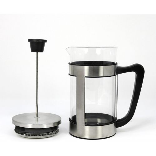  com-four Kaffeebereiter mit Edelstahl-Halter und Filter, Kaffee-Presse aus Edelstahl und Glas, 1 Liter (01 Stueck - Kaffeebereiter 1 Liter)