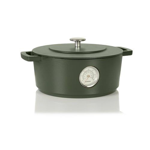  Combekk Railway Green Enameled Cast Iron 4.2 Quart Dutch Oven with Thermometer