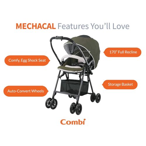 콤비 Combi Mechacal Ultra Lightweight Handy Rear and Forward Facing Premium Stroller with Egg Shock, Shock Absorbing Material  only 10lbs (Brown)