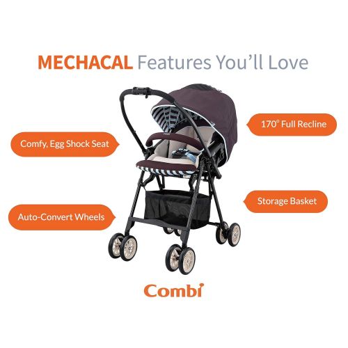 콤비 Combi Mechacal Ultra Lightweight Handy Rear and Forward Facing Premium Stroller with Egg Shock, Shock Absorbing Material  only 10lbs (Brown)