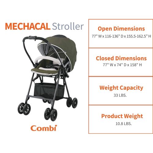 콤비 Combi Mechacal Ultra Lightweight Handy Rear and Forward Facing Premium Stroller with Egg Shock, Shock Absorbing Material  only 10lbs (Brown)