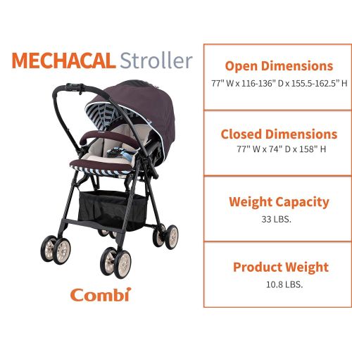 콤비 Combi Mechacal Ultra Lightweight Handy Rear and Forward Facing Premium Stroller with Egg Shock, Shock Absorbing Material  only 10lbs (Brown)