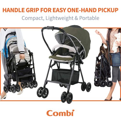 콤비 Combi Mechacal Ultra Lightweight Handy Rear and Forward Facing Premium Stroller with Egg Shock, Shock Absorbing Material  only 10lbs (Brown)