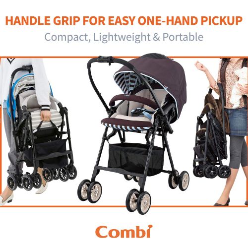 콤비 Combi Mechacal Ultra Lightweight Handy Rear and Forward Facing Premium Stroller with Egg Shock, Shock Absorbing Material  only 10lbs (Brown)