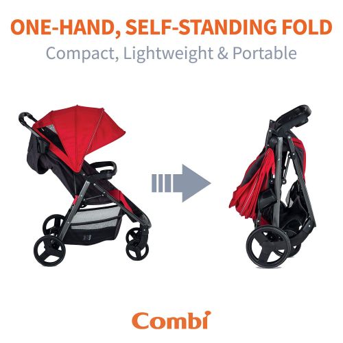 콤비 Combi Lightweight Full Sized Travel System Umbrella Stroller  Compact Fold N Go  Red