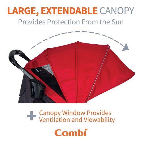 콤비 Combi Lightweight Full Sized Travel System Umbrella Stroller  Compact Fold N Go  Red