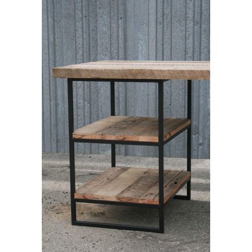  Combine 9 Reclaimed Wood Desk with shelves. Industrial Steel Desk. Home Office