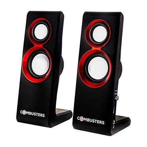  [아마존베스트]Combusters USB Design Speaker Box PC Tower Computer Laptop Notebook Black Red Speaker System 2.0 External