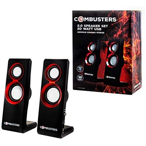  [아마존베스트]Combusters USB Design Speaker Box PC Tower Computer Laptop Notebook Black Red Speaker System 2.0 External