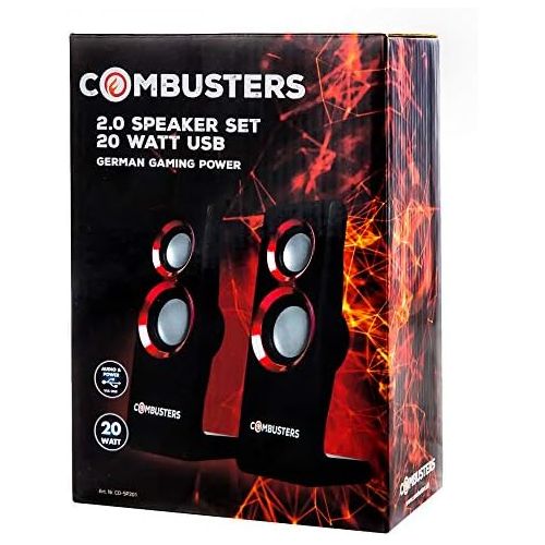  [아마존베스트]Combusters USB Design Speaker Box PC Tower Computer Laptop Notebook Black Red Speaker System 2.0 External