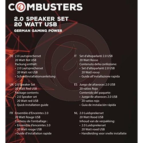  [아마존베스트]Combusters USB Design Speaker Box PC Tower Computer Laptop Notebook Black Red Speaker System 2.0 External