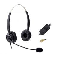 Comdio H201VG4 Binaural Call Center Telephone Headset Headphone with Mic + Volume Mute Control for Grandstream IP Phones GXP1400 GXP1405 GXP1450 GXP2124 GXP2120 GXP2140 GXV3005 GXV