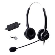 Comdio H401VC2 Binaural Call Center Telephone Headset Headphone with Mic + Volume Mute Control for Cisco Unified IP Phones 7960 7961 7962 7965 7970 and Plantronics M10 MX10 Vista M