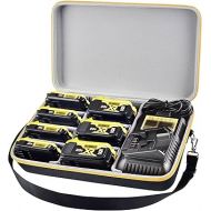 Extra Large Battery Storage Holder Case for DEWALT 20V/ 60V MAX XR &Charger, Tool Batteries Pack Container Carrier Box, Holds 20V 2.0/3.0/4.0/5.0/6.0/9.0-Ah Batteries, Adapter (Bag Only)