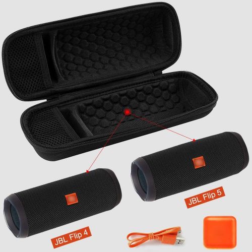  Comecase Case Compatible with JBL FLIP 6 / FLIP 5 Waterproof Portable Bluetooth Speaker. Hard Travel Storage Holder for JBL FLIP 4 and USB Cable&Adapter - Black (Case Only)