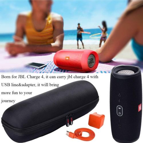  Comecase Case for JBL Charge 4 / Charge 5 / Pulse 4 Portable Waterproof Wireless Bluetooth Speaker [ Fits USB Plug and Cable & More ] - Black (Case Only)