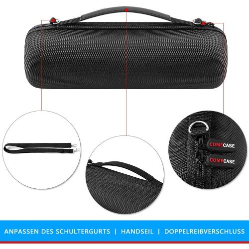  Comecase Case for JBL Charge 4 / Charge 5 / Pulse 4 Portable Waterproof Wireless Bluetooth Speaker [ Fits USB Plug and Cable & More ] - Black (Case Only)