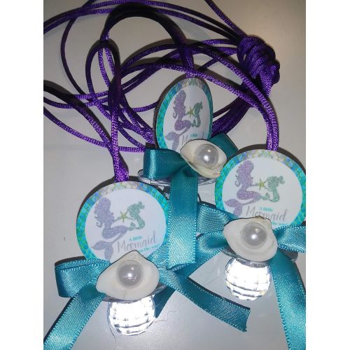  Comei Creations 24 Mermaid Seashell Pearl Baby Shower Pacifiers Necklaces Favors