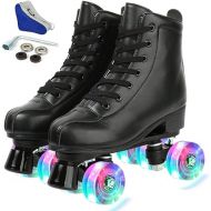 Comeon Roller Skates for Women PU Leather Roller Skates High-Top Leather for Beginners Teens for Woman,Girls and Boys,Adult