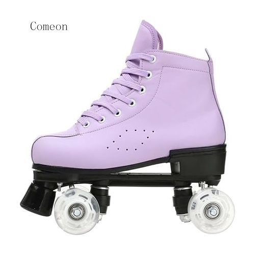  Comeon Roller Skates for Women PU Leather High-top Roller Skates Four-Wheel Roller Skates Girl Indoor Outdoor Skating Shoes