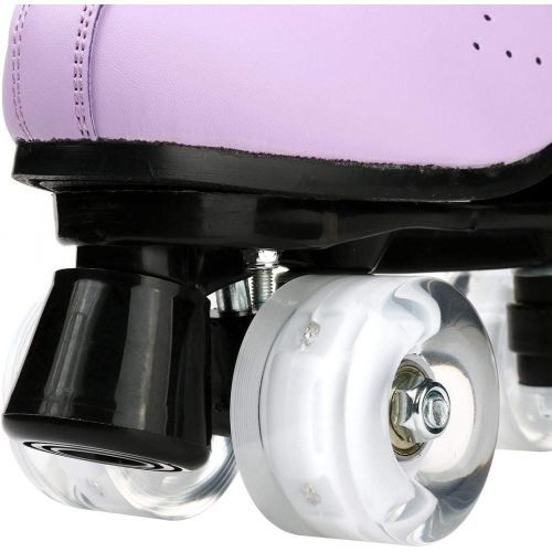 Comeon Women Roller Skates PU Leather High-top Roller Skates Four-Wheel Roller Skates Double Row Shiny Roller Skating for Indoor Outdoor