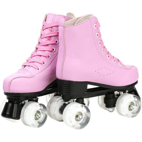  Comeon Women Roller Skates PU Leather High-top Roller Skates Four-Wheel Roller Skates Double Row Shiny Roller Skating for Indoor Outdoor