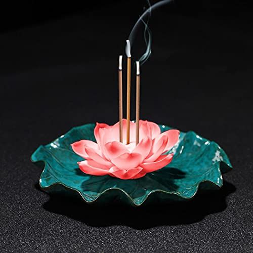  인센스스틱 Comeon Lotus Incense Holder, Ceramic incense Stick Holder Mini lotus Incense Burner with 60 Incense Stick for Yoga Meditation Fragrance (Pink)