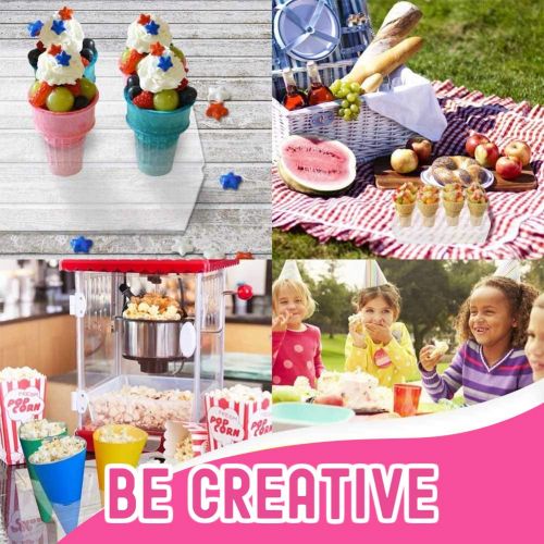  Ice Cream Cone Holder Stand with 8 Holes Capacity, Clear Acrylic Waffle Cone Holder for Ice Cream Cones Snow Cone Hand Roll Sushi Popcorn Sweets Savory, Ice Cream Recipe Ebook Incl