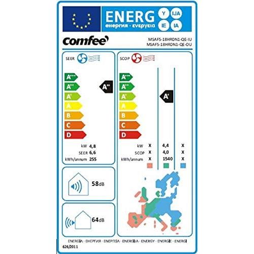  Comfee MSAF5-12HRDN8-QE R32 SET Split Klimagerat, 1580 W, 230 V, weiss, 28,5 x 80,5 x 190,4cm innen, 55 x 70 x 27,5cm aussen