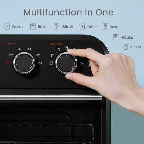  COMFEE Retro Air Fryer Toaster Oven, 7-in-1, 1250W, 14QT Capacity, 4 Slice, Air Fry, Bake, Broil, Toast, Warm, Convection Broil, Convection Bake, Black, Perfect for Countertop (CO-