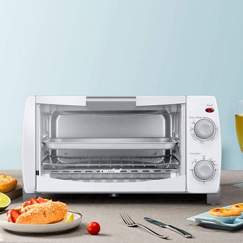  COMFEE Toaster Oven Countertop, 4-Slice, Compact Size, Easy to Control with Timer-Bake-Broil-Toast Setting, 1000W, White (CFO-BB102)