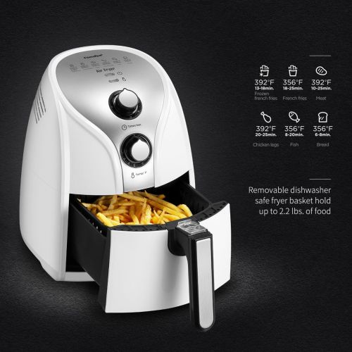  Comfee 1500W Multi-Function Electric Hot Air Fryer with 2.6 Qt. Removable Dishwasher Safe Basket(White)