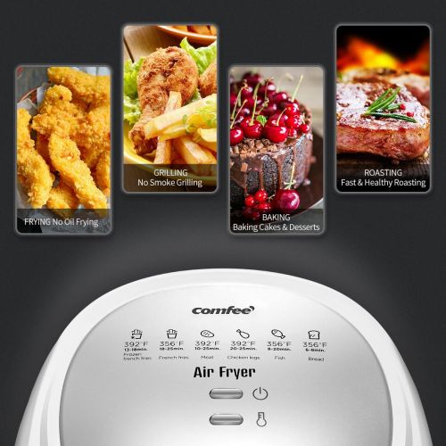  Comfee 1500W Multi-Function Electric Hot Air Fryer with 2.6 Qt. Removable Dishwasher Safe Basket(White)