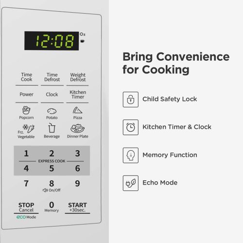  Comfee EM720CPL-PM Countertop Microwave Oven with Sound OnOff, ECO Mode and Easy One-Touch Buttons, 0.7 Cubic Foot, 700W, Pearl White