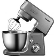 Comfee 2.6Qt Die Cast 7-in-1 Multi Function Tilt-Head Stand Mixer with SUS Mixing Bowl, Whisk, Hook, Beater, Splash Guard.4 Outlets, 7 Speeds & Pulse, 15 Minutes Timer Planetary Mi