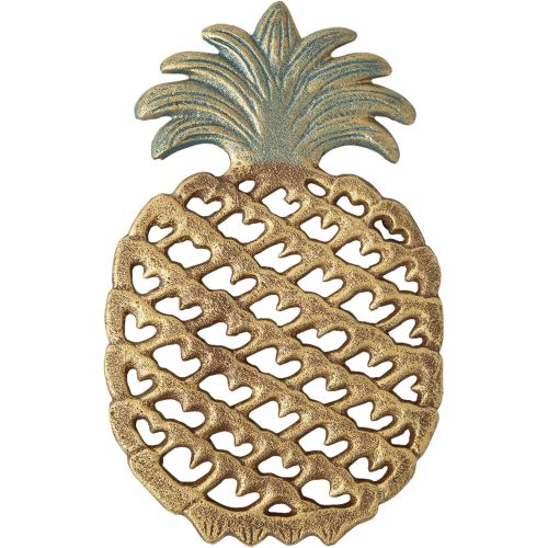  Comfify Cast Iron Pineapple Trivet - Decorative Cast Iron Trivet For Kitchen Or Dining Table - Vintage, Rustic Design - Protect your Countertop from Hot Dishes - With Rubber Pegs/Feet - Re