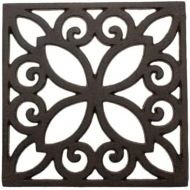 Comfify Decorative Cast Iron Trivet for Kitchen Or Dining Table | Square with Vintage Pattern - 6.5 x 6.5 | with Rubber Pegs/Feet - Recycled Metal - Vintage, Rustic Design - Rust B