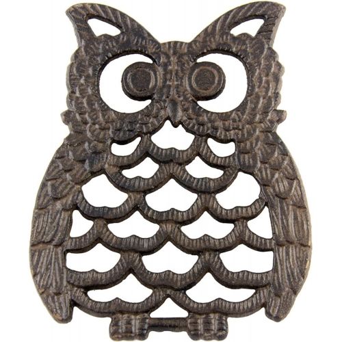  Comfify Cast Iron Owl Trivet - Decorative Trivet For Kitchen Counter or Dining Table Vintage, Rustic, Artisan Design - 7.75X6 - With Rubber Pegs/Feet - Recycled Metal