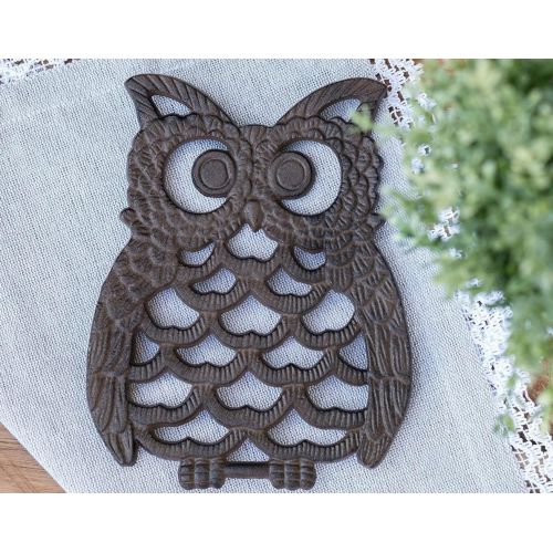  Comfify Cast Iron Owl Trivet - Decorative Trivet For Kitchen Counter or Dining Table Vintage, Rustic, Artisan Design - 7.75X6 - With Rubber Pegs/Feet - Recycled Metal